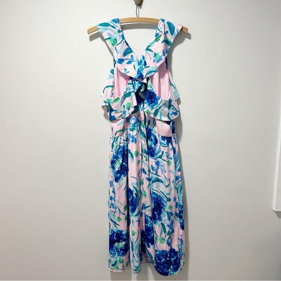 Lilly Pulitzer Rory Dress Pink Tropics Sweet Pea Size 8 Halter Style Pockets - Picture 4 of 12